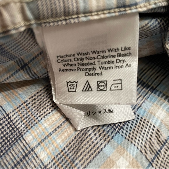 Eddie Bauer L White Blue Plaid Long Sleeved Button Down Casual Dress Shi… - Picture 8 of 8